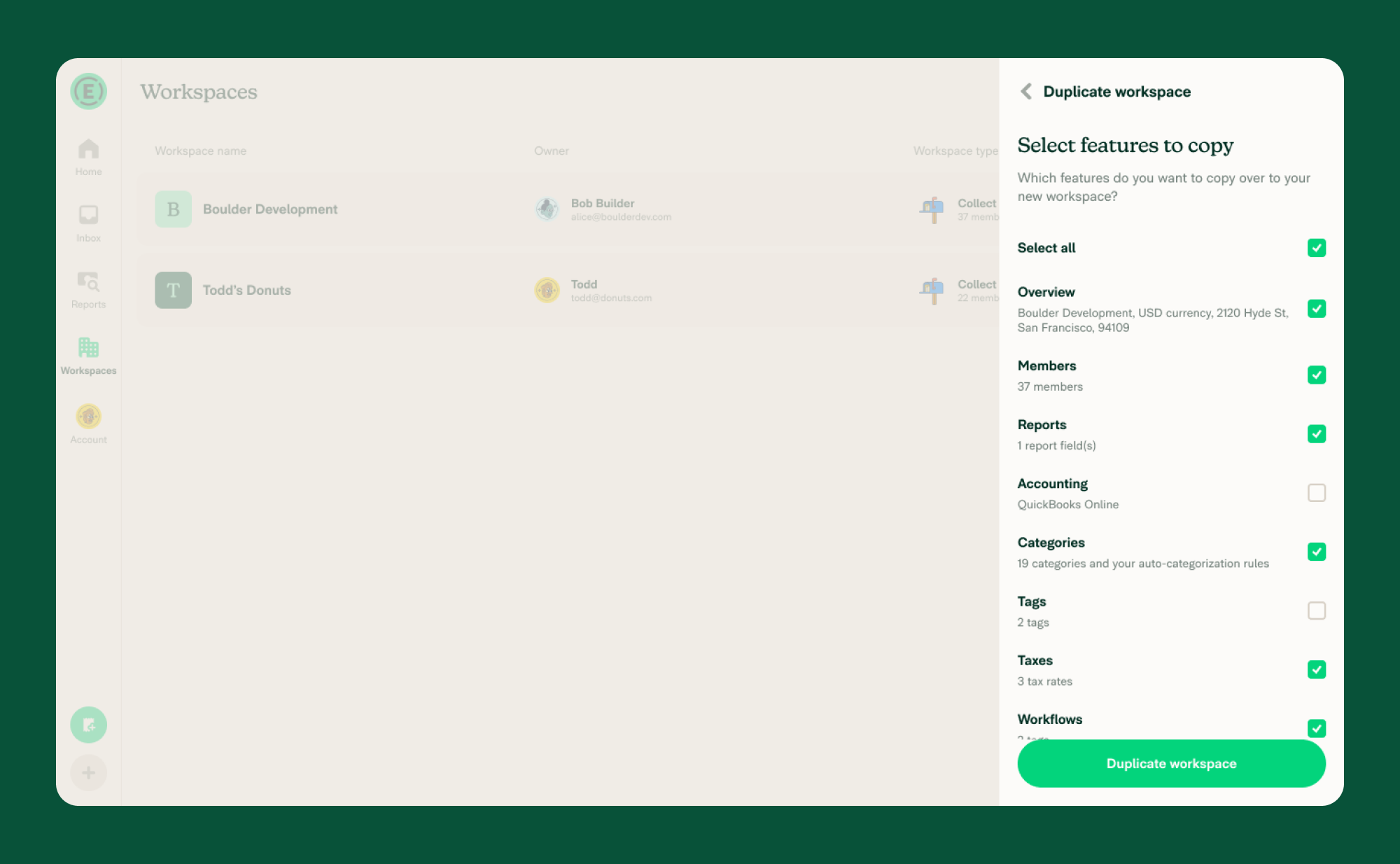 Choose which data and settings to carry over