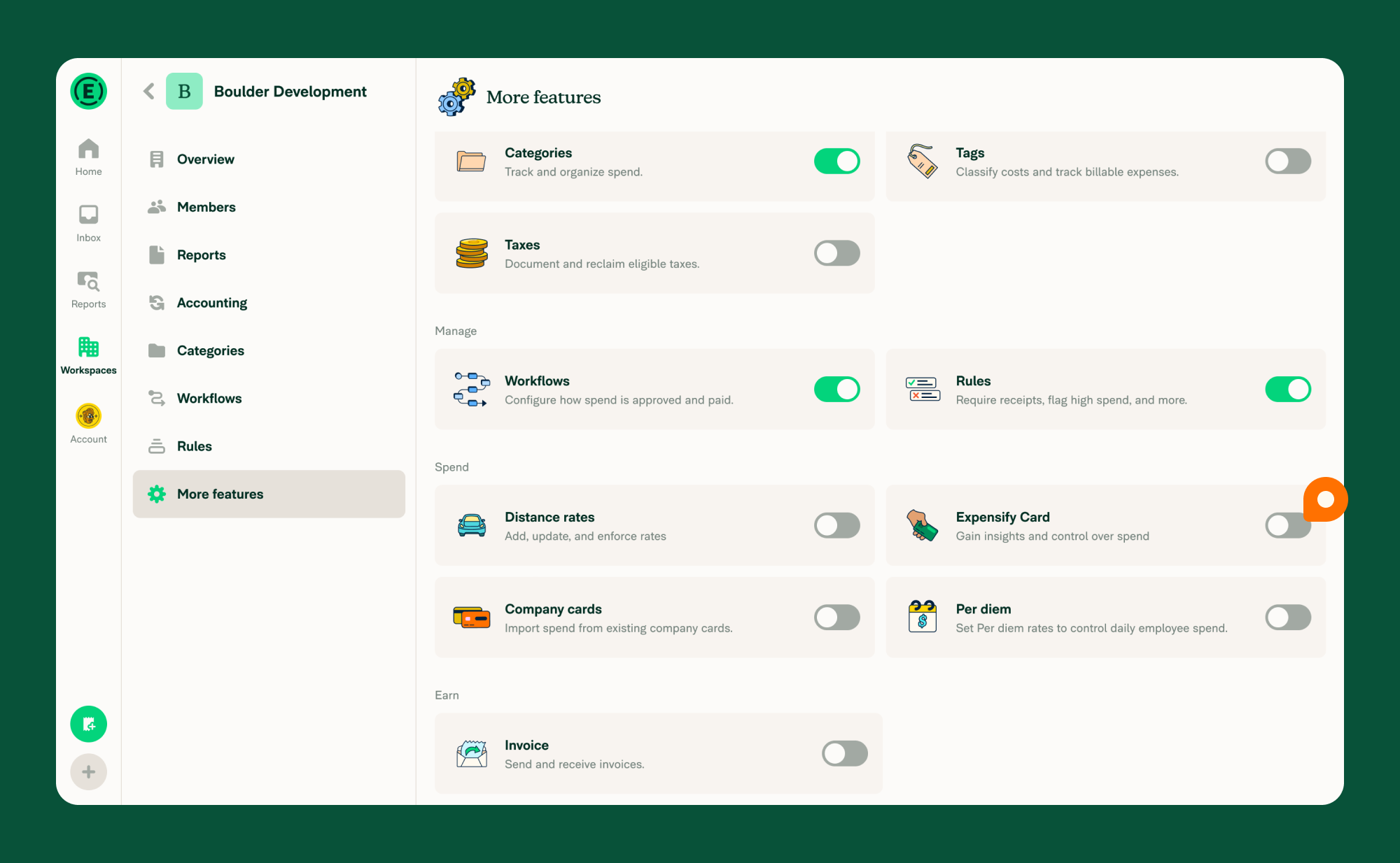 Click the toggle next to Expensify Card