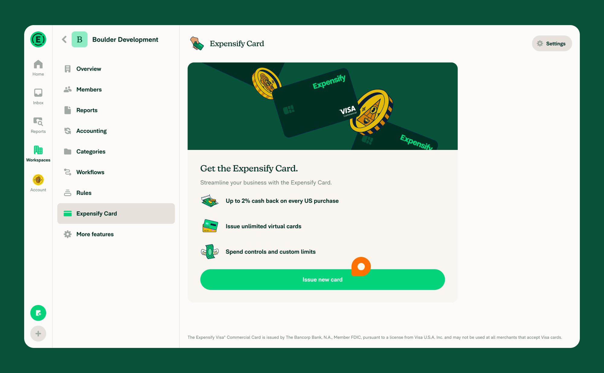 Click the issue card button