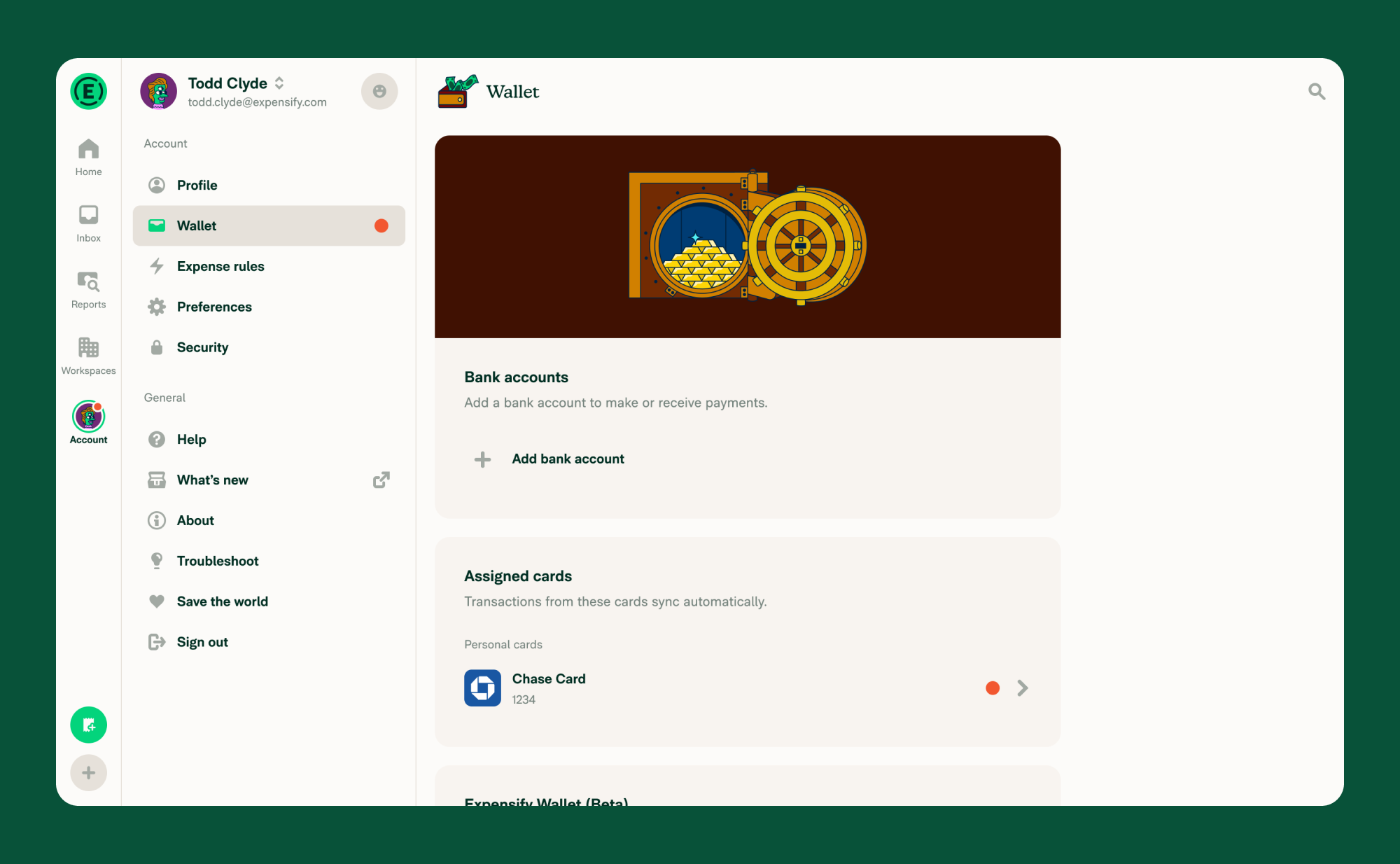 Tap a personal card to open card details