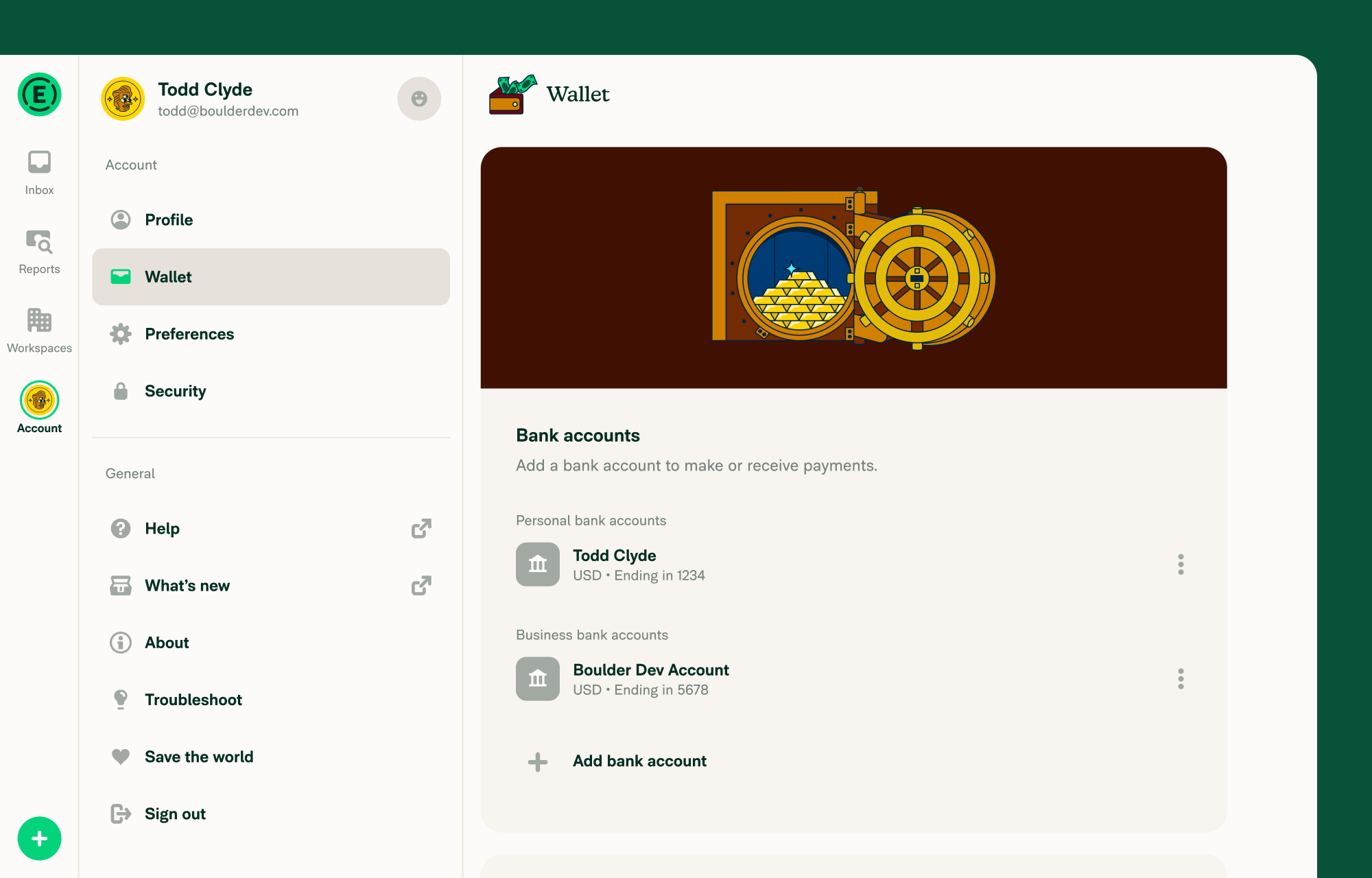 Open the wallet page