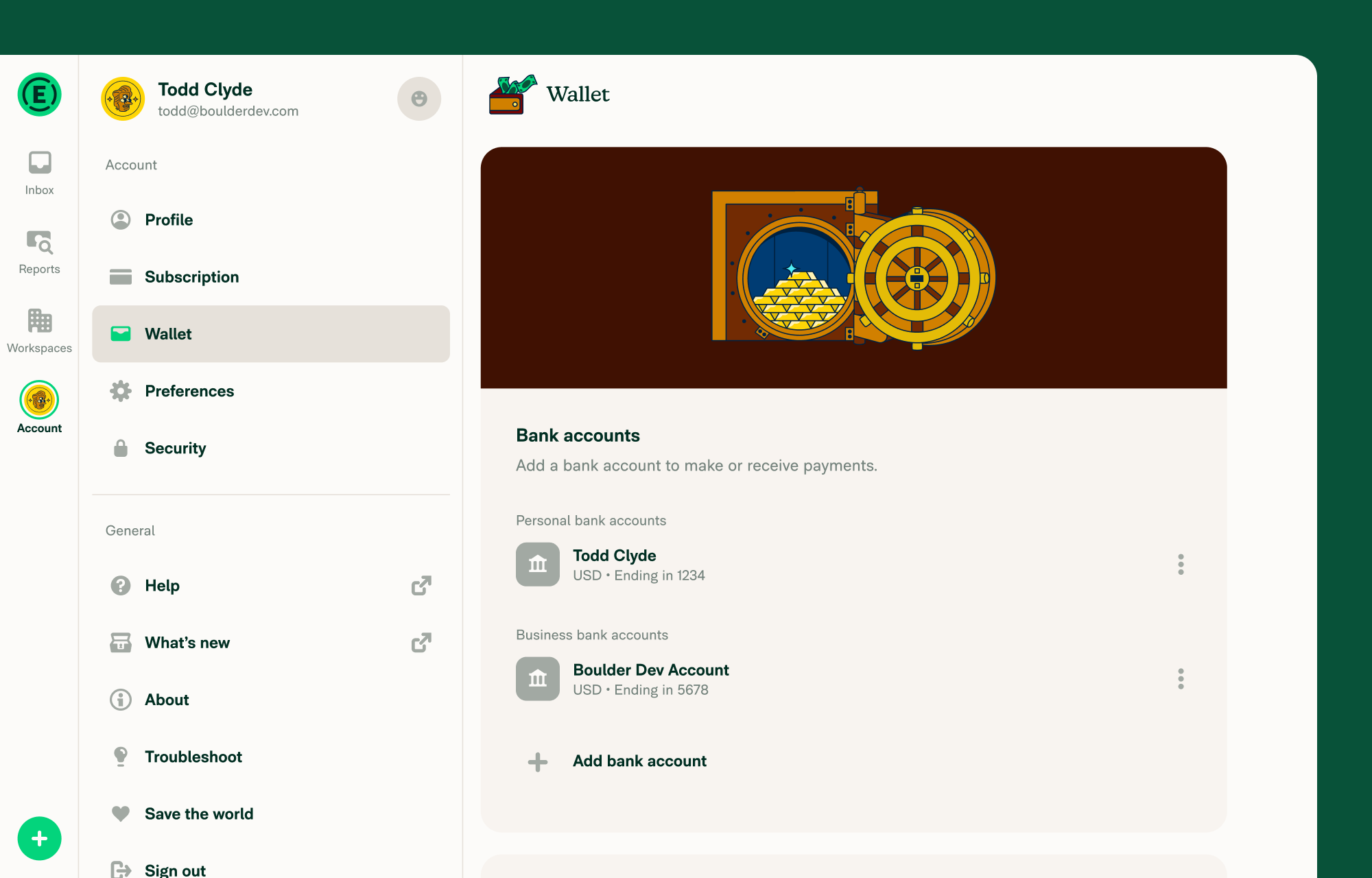 Open the wallet page