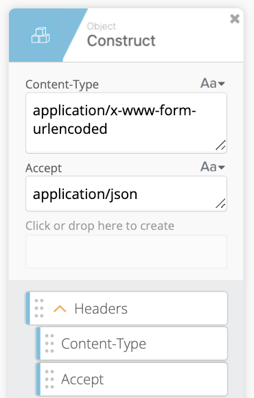 Construct card for headers