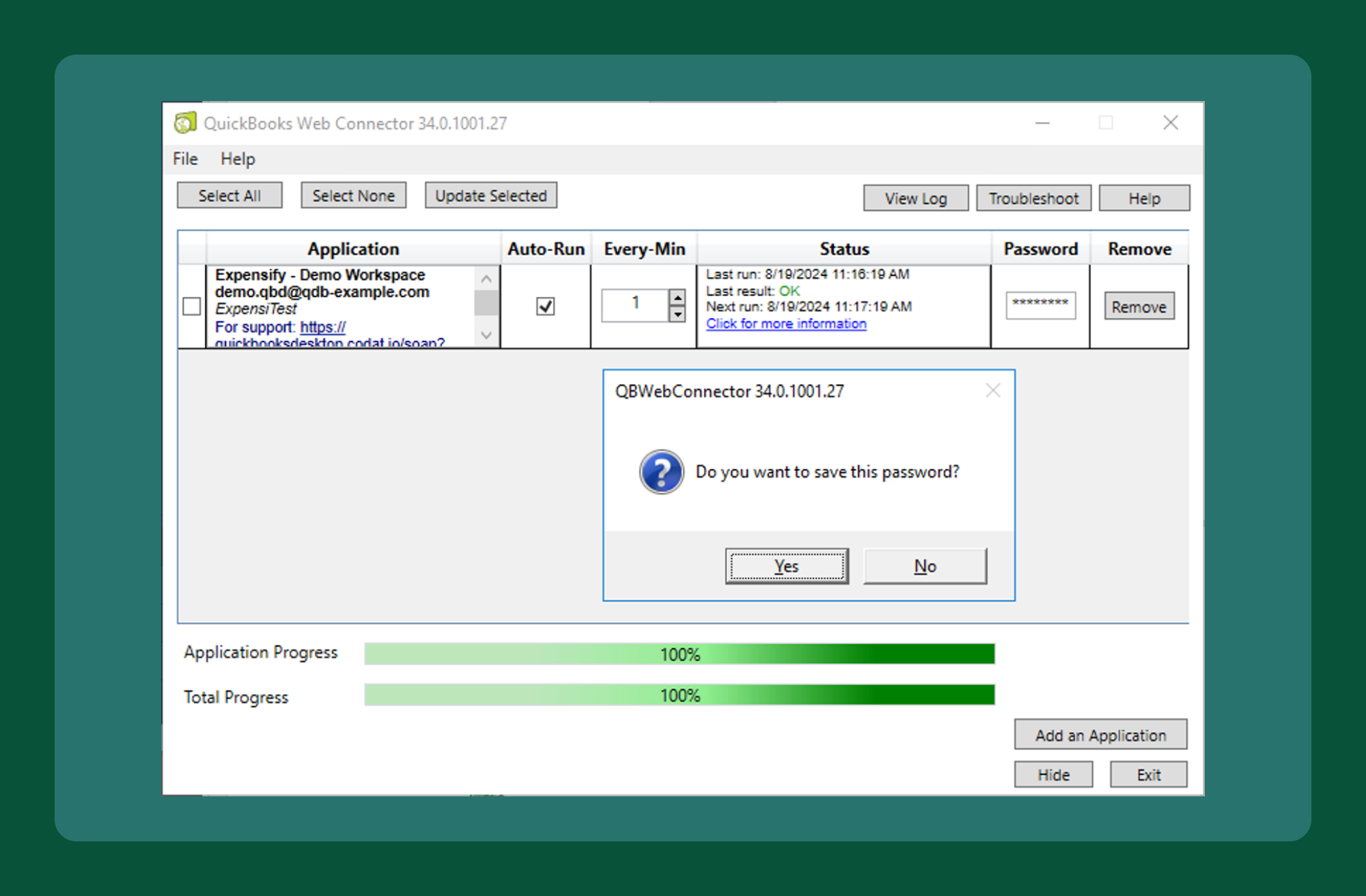 Save Password in Web Connector