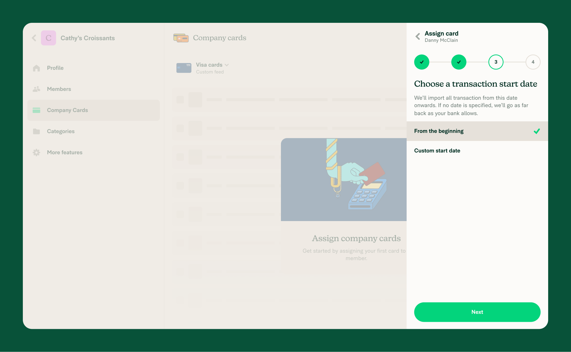 Select your transaction start date