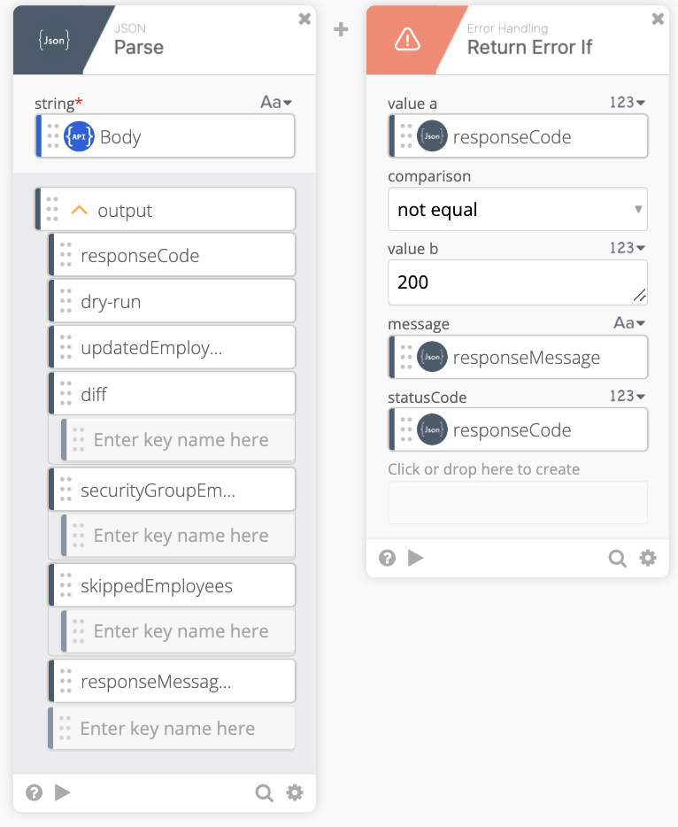 Parse and Return Error If cards for responseCode