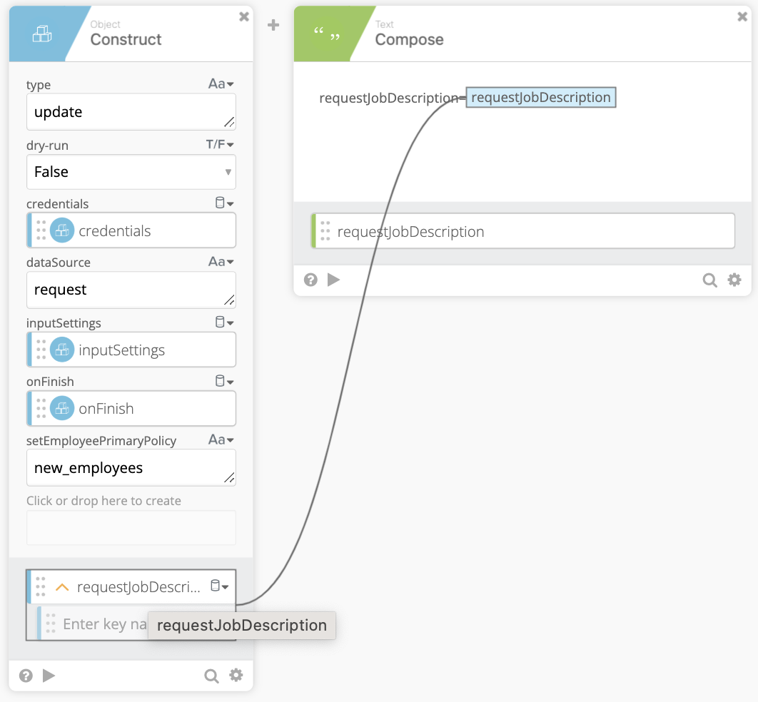 Compose card referencing requestJobDescription