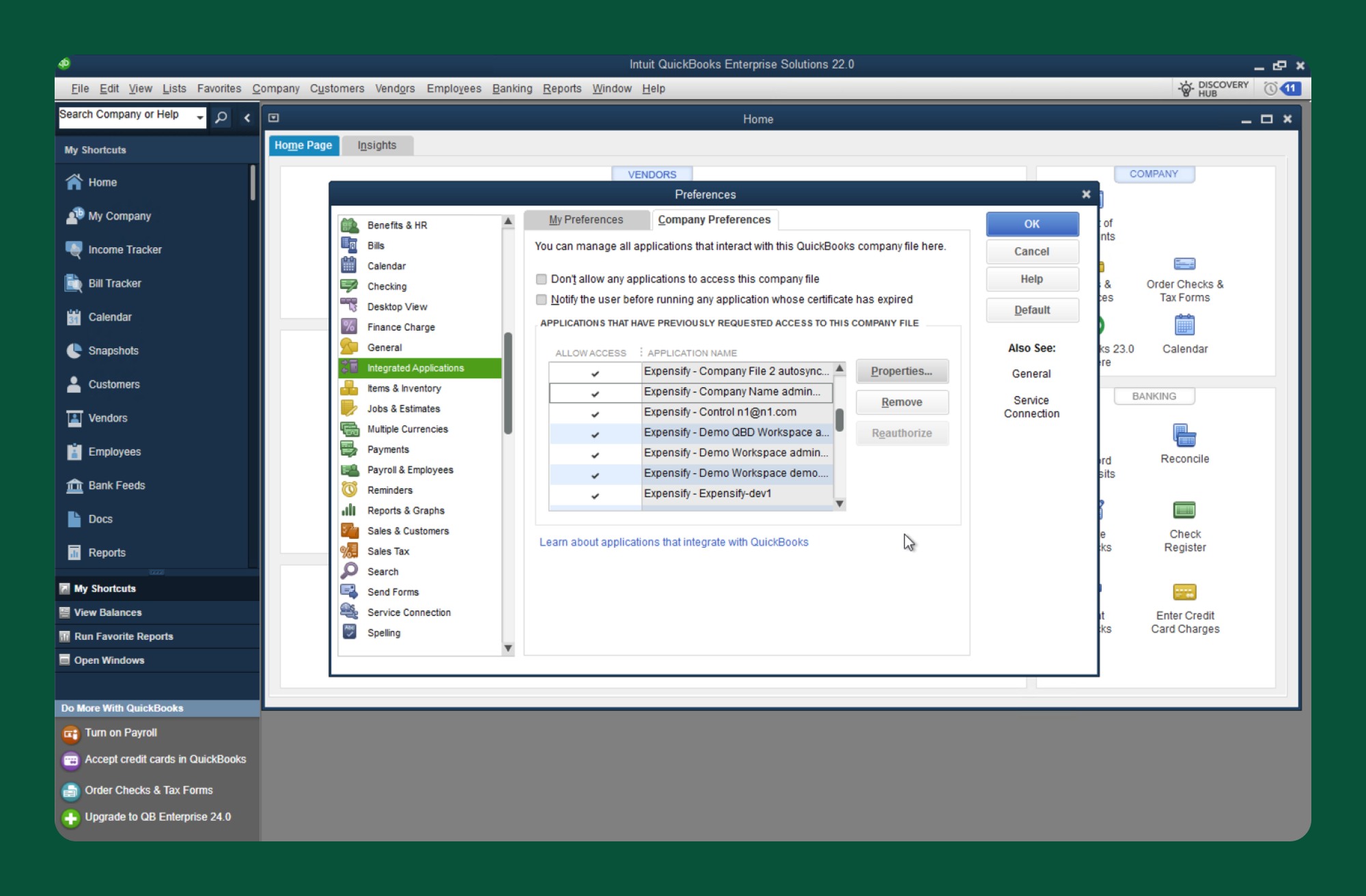 QuickBooks Desktop Company Preferences