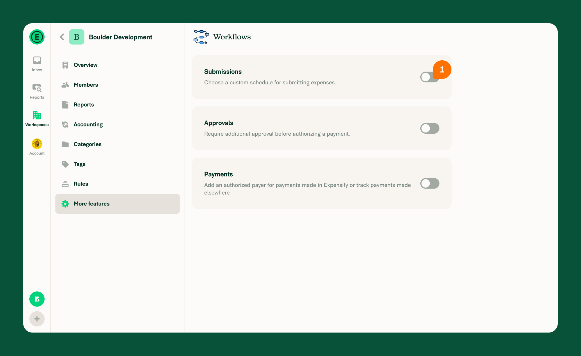 Enable workflow features